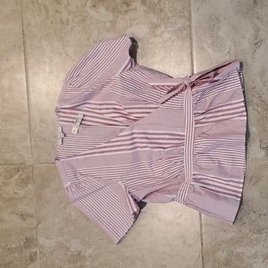 Madewell muted red and white striped wrap blouse, size small